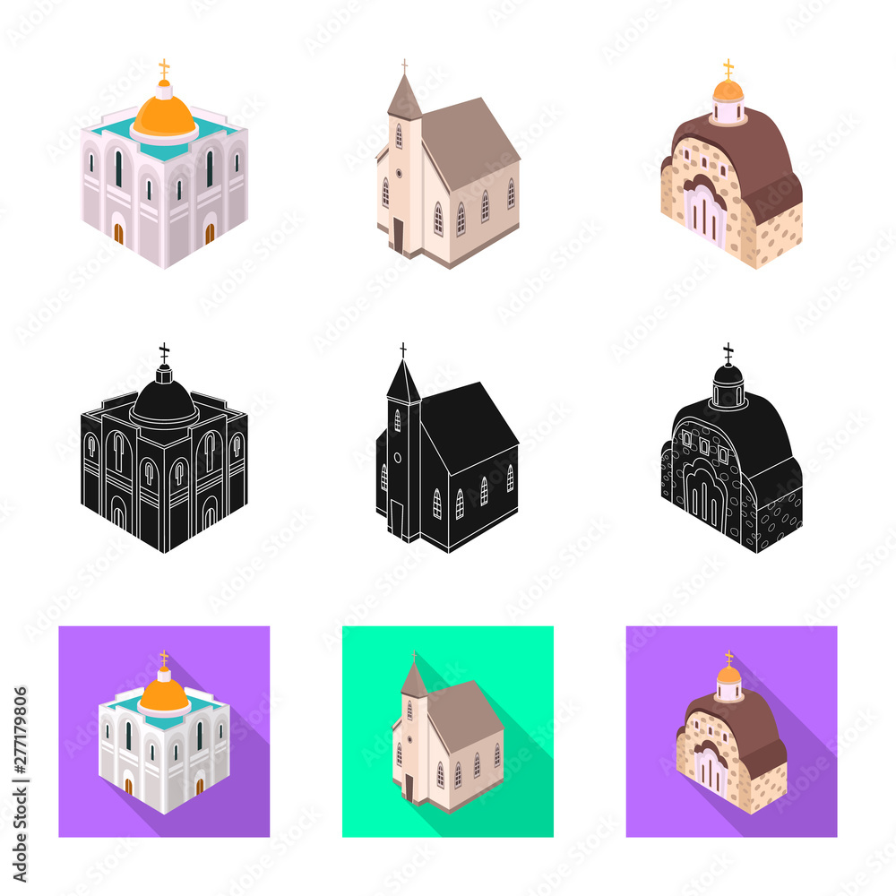 Fototapeta premium Vector design of temple and historic sign. Collection of temple and faith vector icon for stock.