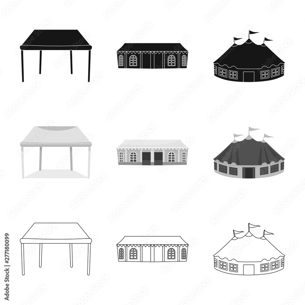 Isolated object of roof and folding symbol. Set of roof and architecture stock vector illustration.