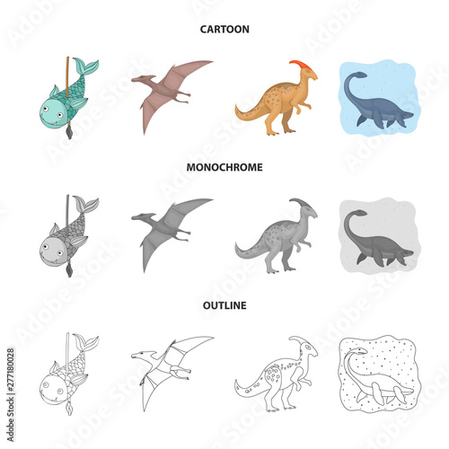 Vector illustration of animal and character icon. Set of animal and ancient stock vector illustration.