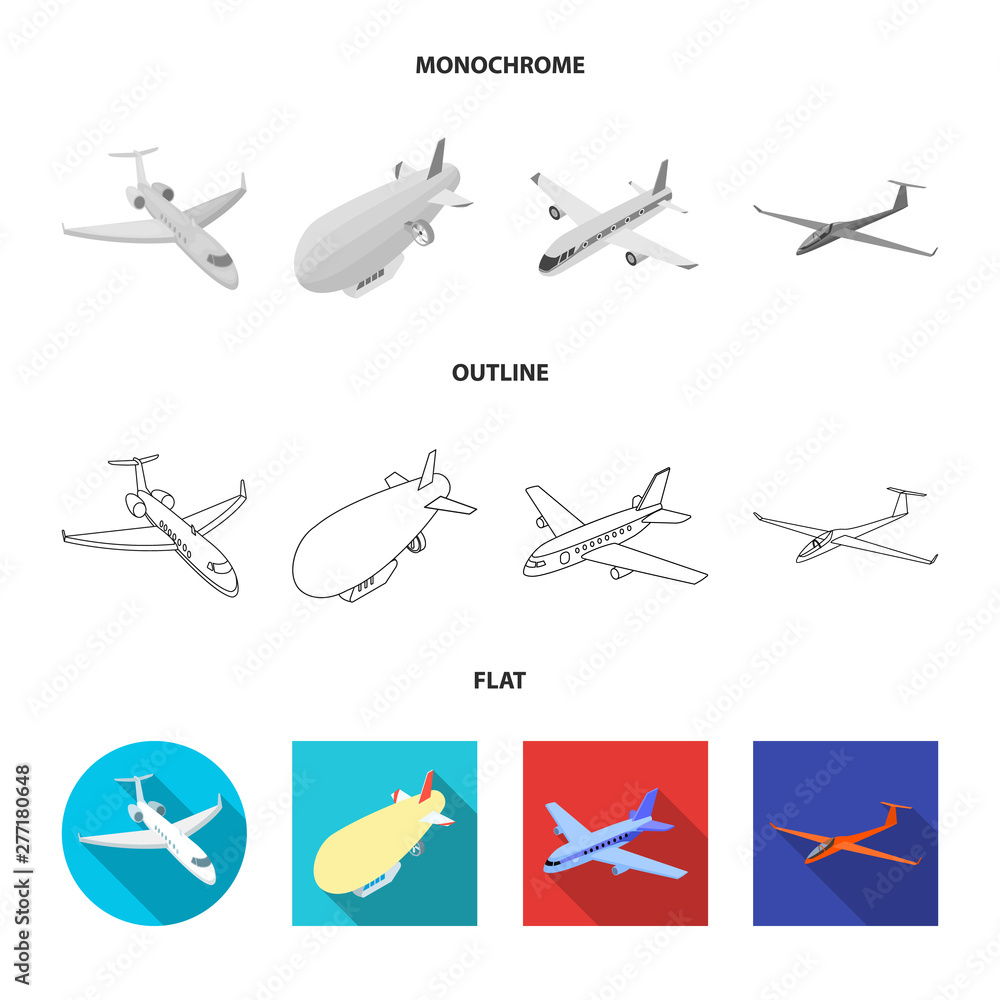 Vector design of transport and object icon. Collection of transport and gliding stock symbol for web.