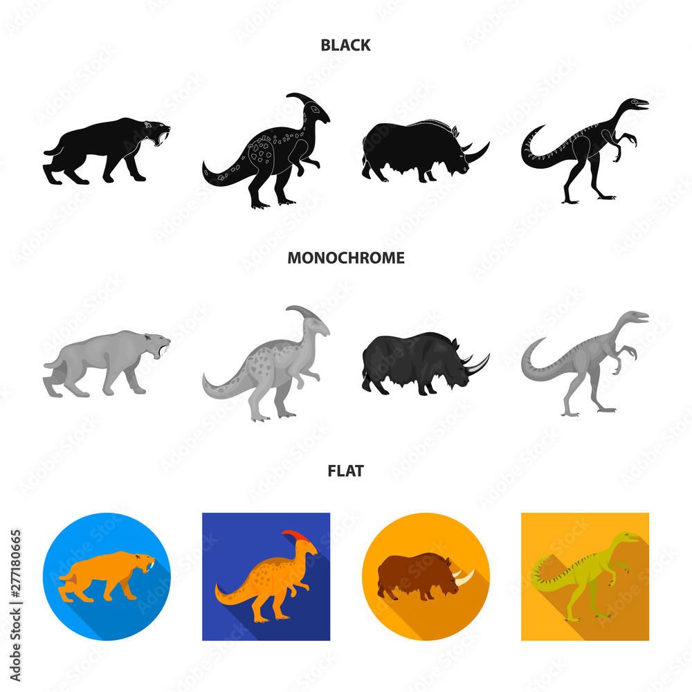 Obraz premium Vector illustration of animal and character logo. Set of animal and ancient stock symbol for web.
