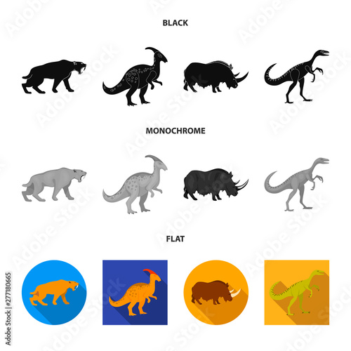 Vector illustration of animal and character logo. Set of animal and ancient stock symbol for web.