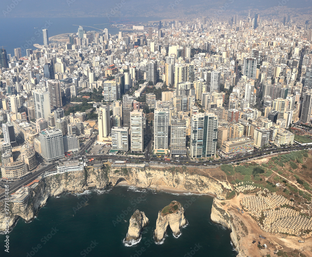 Fototapeta premium Beirut, Aerial View Over Pigeon Rocks