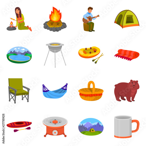 Vector design of picnic and nature sign. Collection of picnic and travel stock symbol for web.