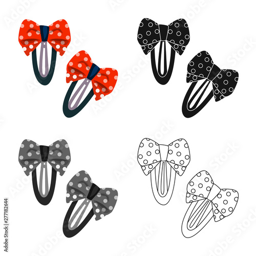 Vector design of hairgrip and clip symbol. Collection of hairgrip and salon stock symbol for web.