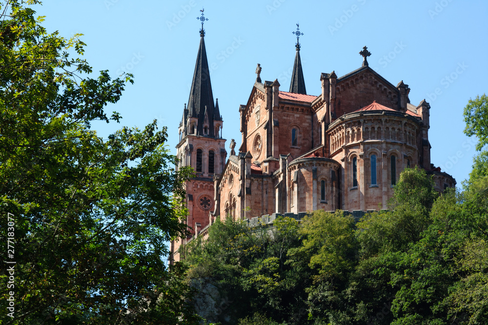 Cathedral of Covadonga in the forest
