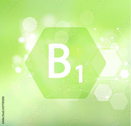 Vitamin B1. Abstract green background.
