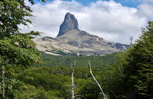 old volcano cerro pantojo seen from the chile side of the border in Patagonia