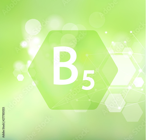 Vitamin B5. Abstract green background.