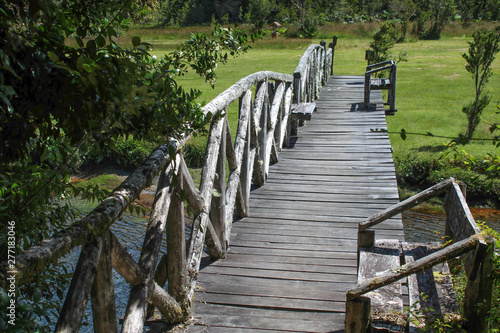 old wooden bridge at Carretera Austral, Porto Puyuhuapi in Patagonia photo