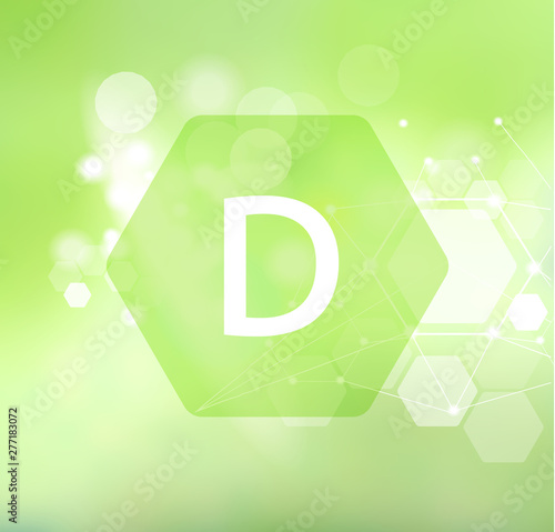 Vitamin D. Abstract green background.