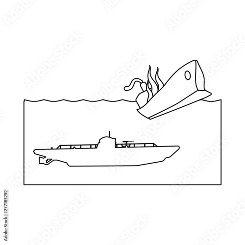 Vector illustration of boat and navy sign. Collection of boat and deep stock symbol for web.