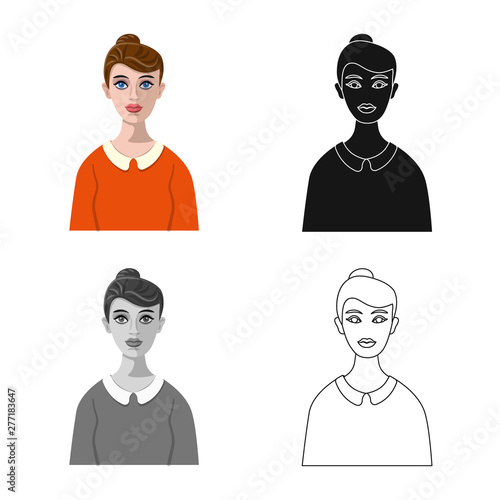Vector illustration of hairstyle and profession symbol. Collection of hairstyle and character stock symbol for web.