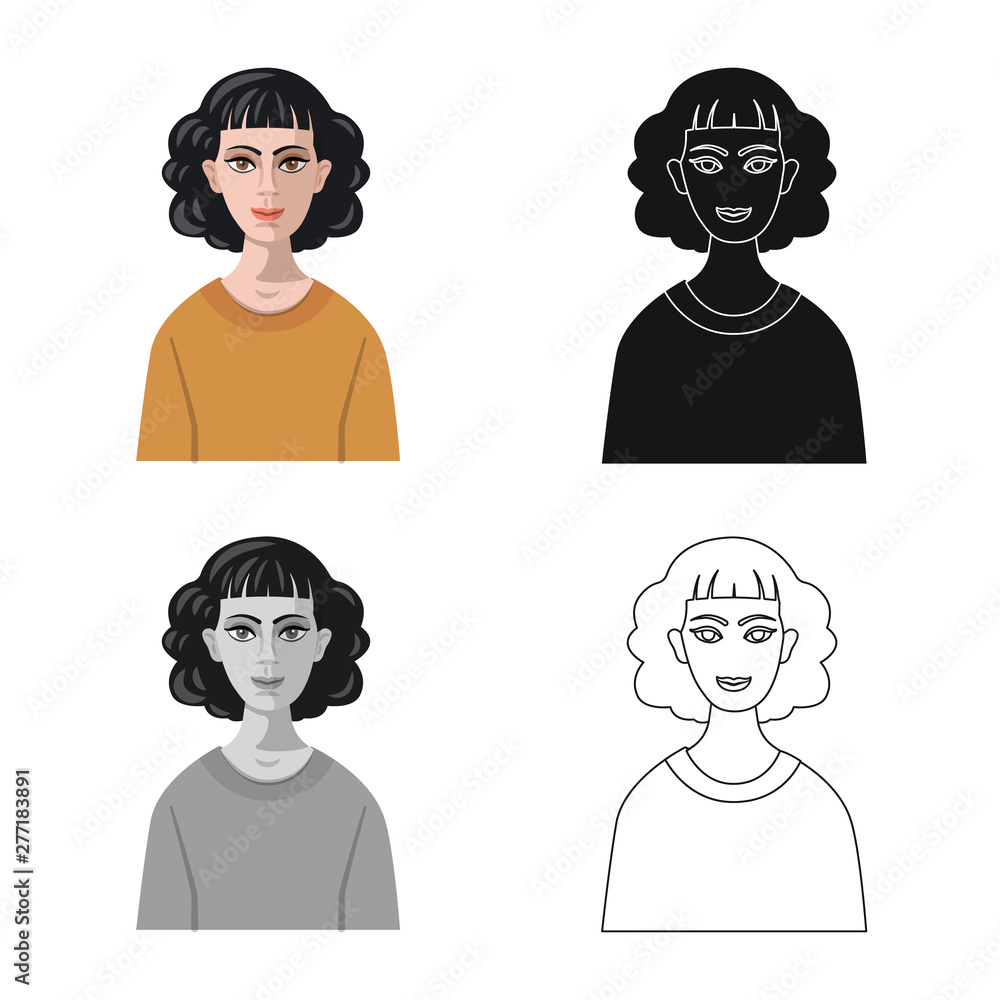 Isolated object of hairstyle and profession icon. Collection of hairstyle and character stock vector illustration.
