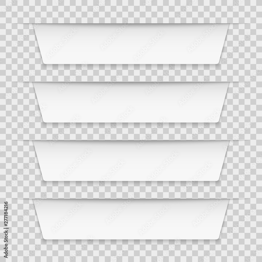 White tabbed labels. Blank infographic banners leaflet template, infographics ribbon tags. 3d business report vector timeline mockup
