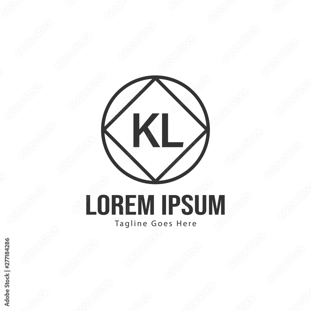 Fototapeta premium Initial KL logo template with modern frame. Minimalist KL letter logo vector illustration