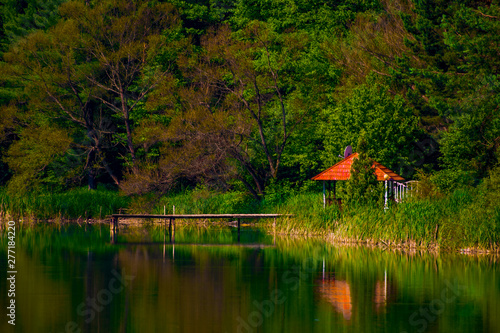 pontoon on the lake in Caras Severin, Romania