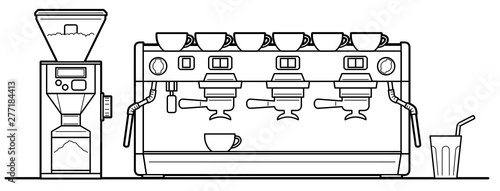 Big Coffee/Espresso Machine with 3 grouphead