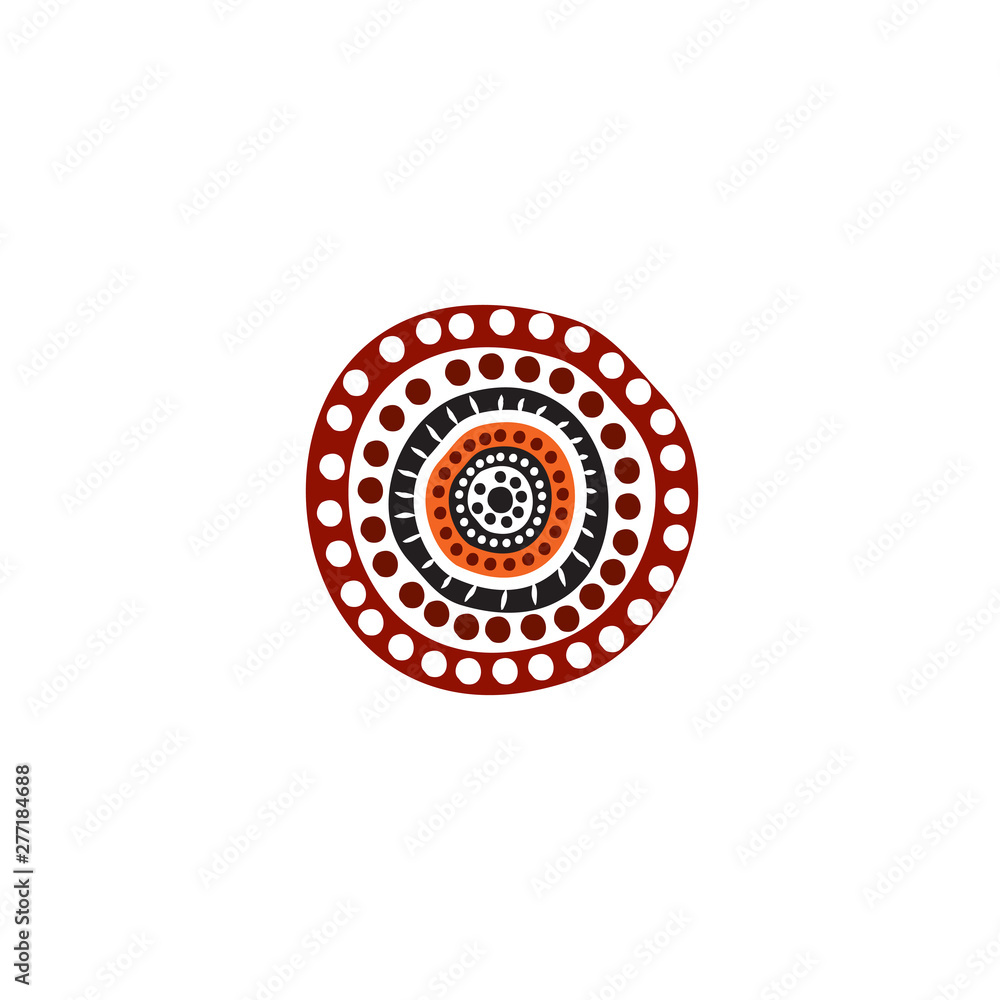 Aboriginal art dots painting icon logo design vector template