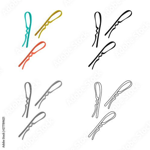 Isolated object of hairpins and decoration sign. Collection of hairpins and salon stock vector illustration.