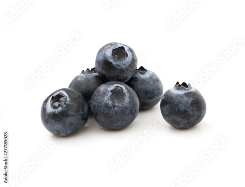 Group blueberries isolated on white