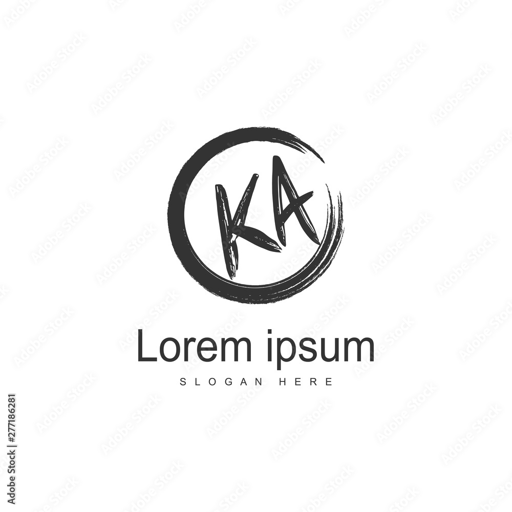 Initial KA logo template with modern frame. Minimalist KA letter logo vector illustration - obrazy, fototapety, plakaty 