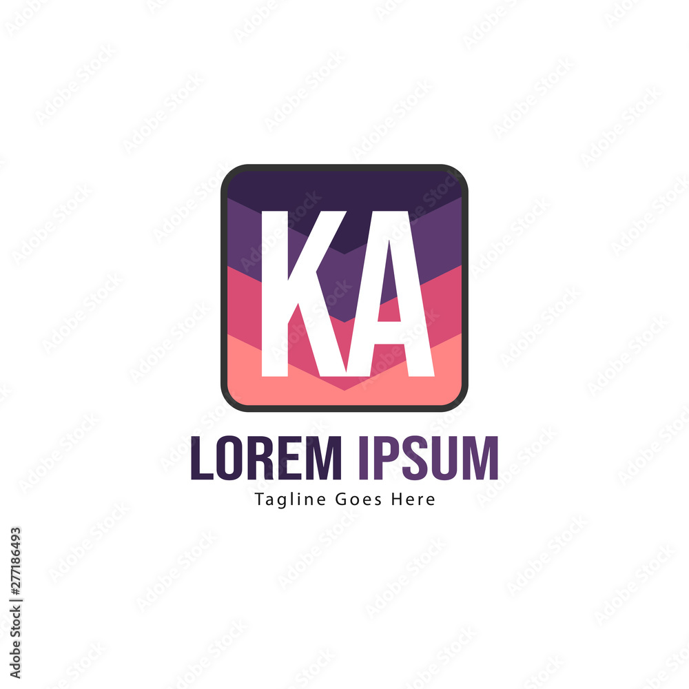 Initial KA logo template with modern frame. Minimalist KA letter logo vector illustration Initial KA logo template with modern frame. Minimalist KA letter logo vector illustration
