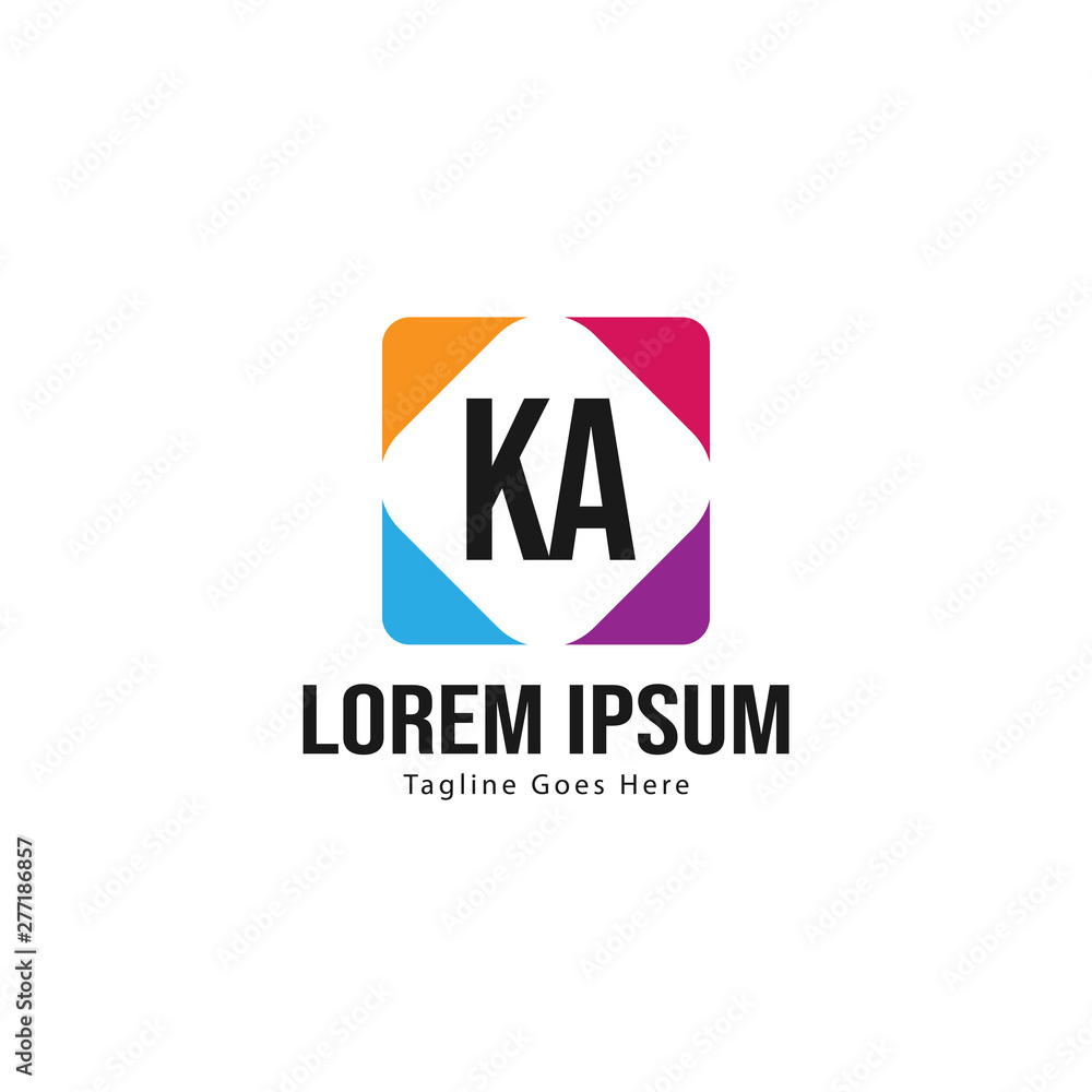 Initial KA logo template with modern frame. Minimalist KA letter logo vector illustration Initial KA logo template with modern frame. Minimalist KA letter logo vector illustration