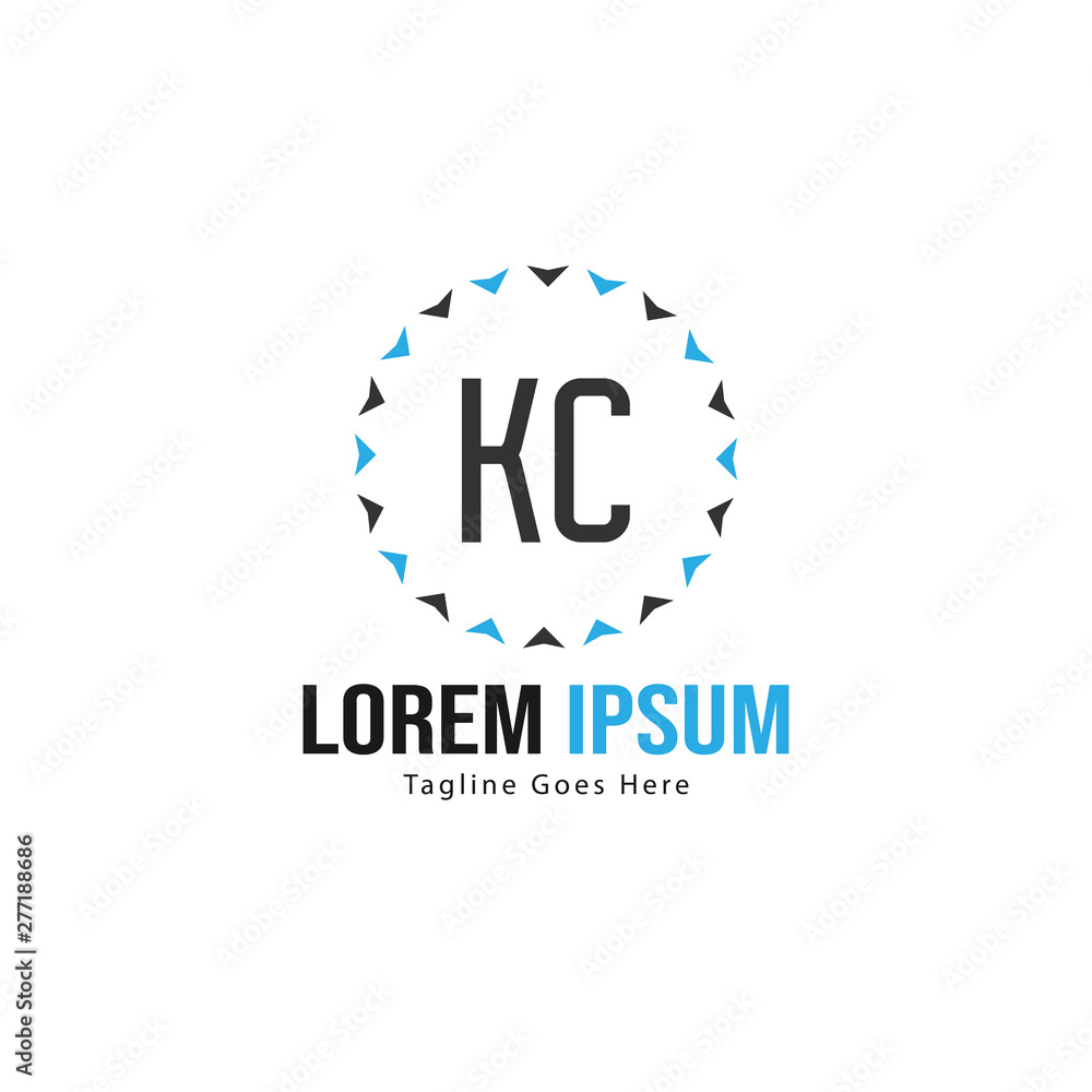 Initial KC logo template with modern frame. Minimalist KC letter logo vector illustration Initial KC logo template with modern frame. Minimalist KC letter logo vector illustration
