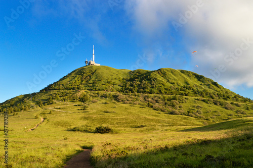 Top of a puy de dome volcano in a national park, in Auvergne, France.