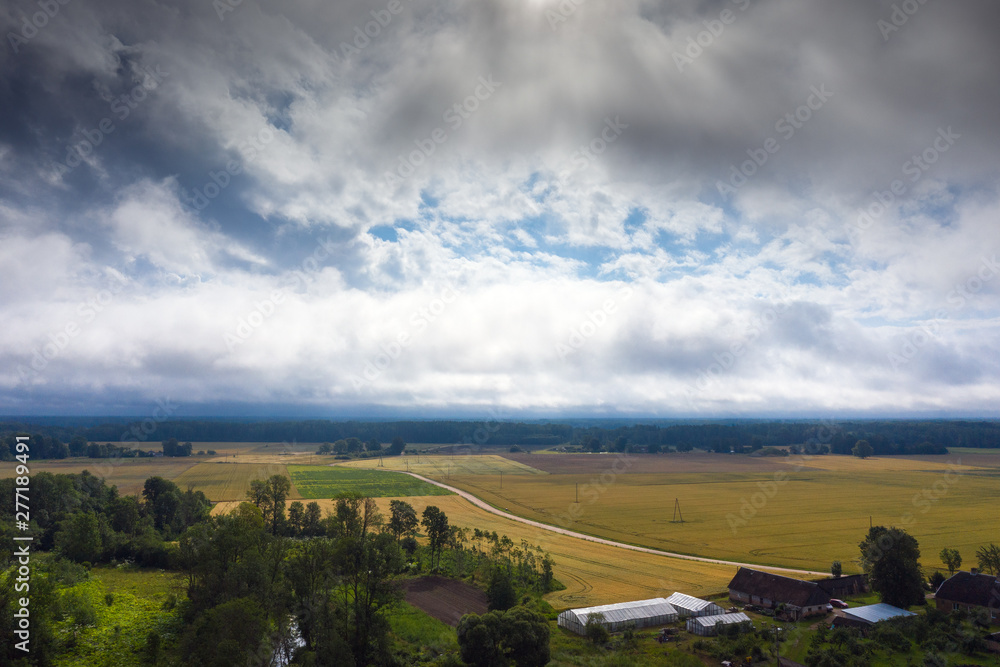 Cloudy and misty morning in latvian countryside. Cloudy and misty morning in latvian countryside.