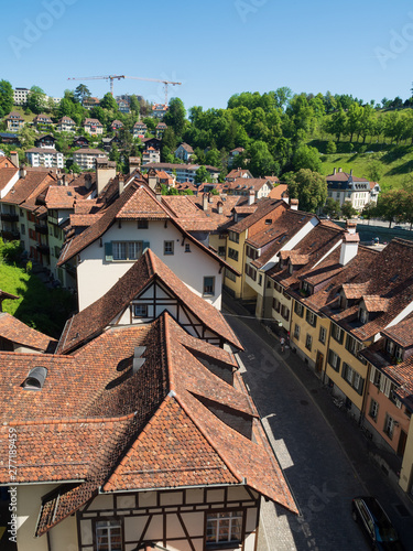 Bern, Switzerland - Jun 2nd 2019: Residence zone around Aare river at Bern, capital of Switzerland.