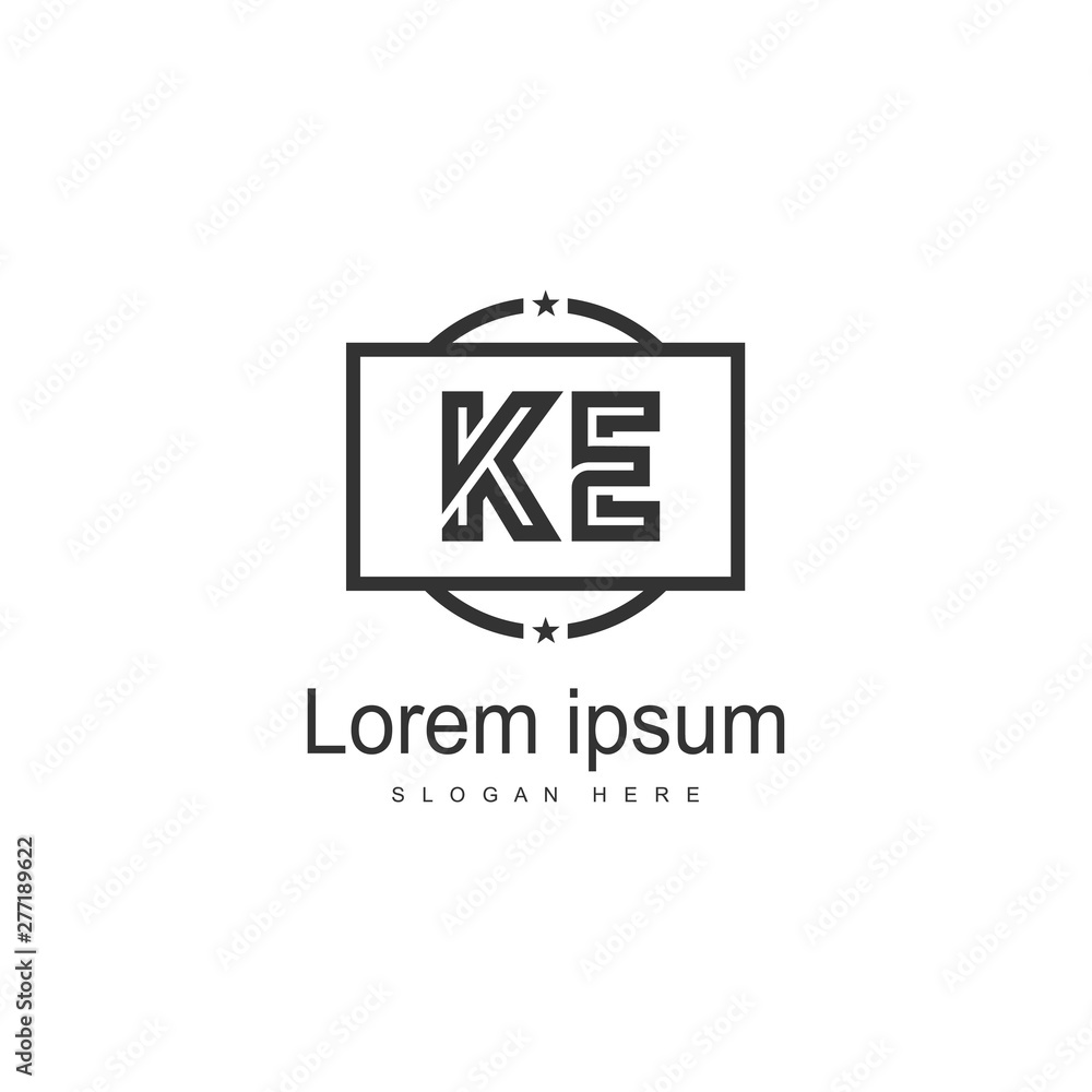 Initial KE logo template with modern frame. Minimalist KE letter logo vector illustration Initial KE logo template with modern frame. Minimalist KE letter logo vector illustration