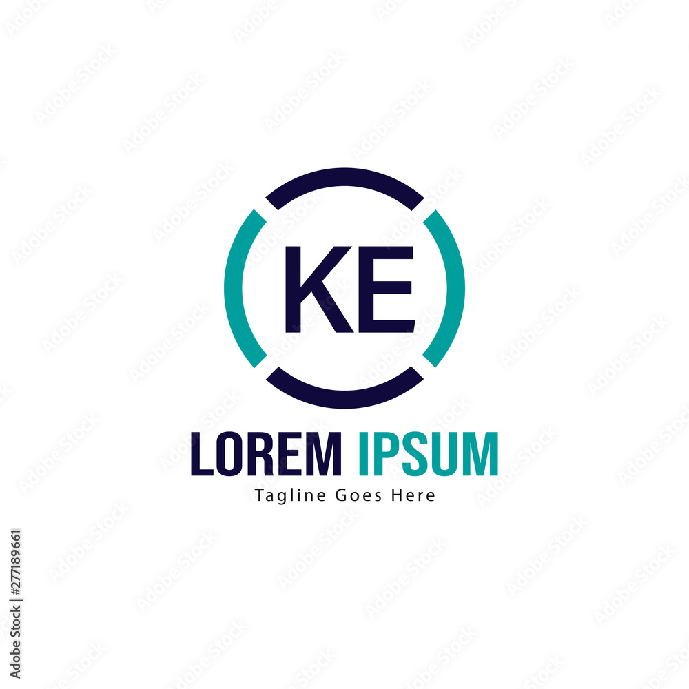 Initial KE logo template with modern frame. Minimalist KE letter logo vector illustration Initial KE logo template with modern frame. Minimalist KE letter logo vector illustration