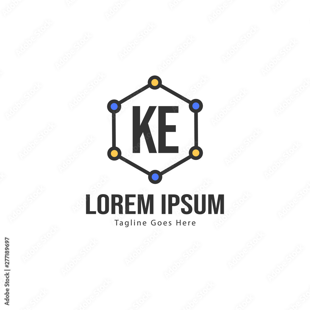 Initial KE logo template with modern frame. Minimalist KE letter logo vector illustration Initial KE logo template with modern frame. Minimalist KE letter logo vector illustration