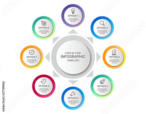 Vector Infographic label design with icons with options or steps. Infographics for business concept. Can be used for presentations banner, workflow layout, process diagram, flow chart and how it work