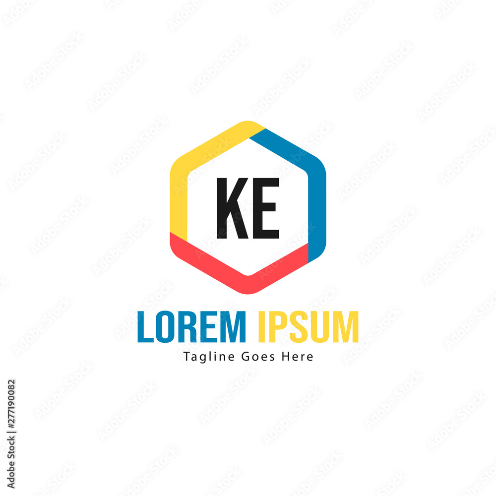 Fototapeta premium Initial KE logo template with modern frame. Minimalist KE letter logo vector illustration