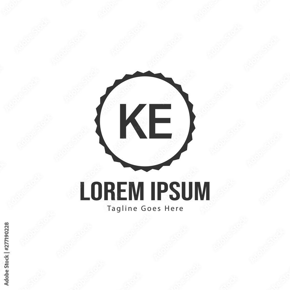 Initial KE logo template with modern frame. Minimalist KE letter logo vector illustration Initial KE logo template with modern frame. Minimalist KE letter logo vector illustration