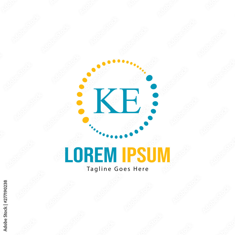 Initial KE logo template with modern frame. Minimalist KE letter logo vector illustration Initial KE logo template with modern frame. Minimalist KE letter logo vector illustration