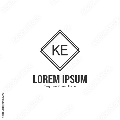 Initial KE logo template with modern frame. Minimalist KE letter logo vector illustration