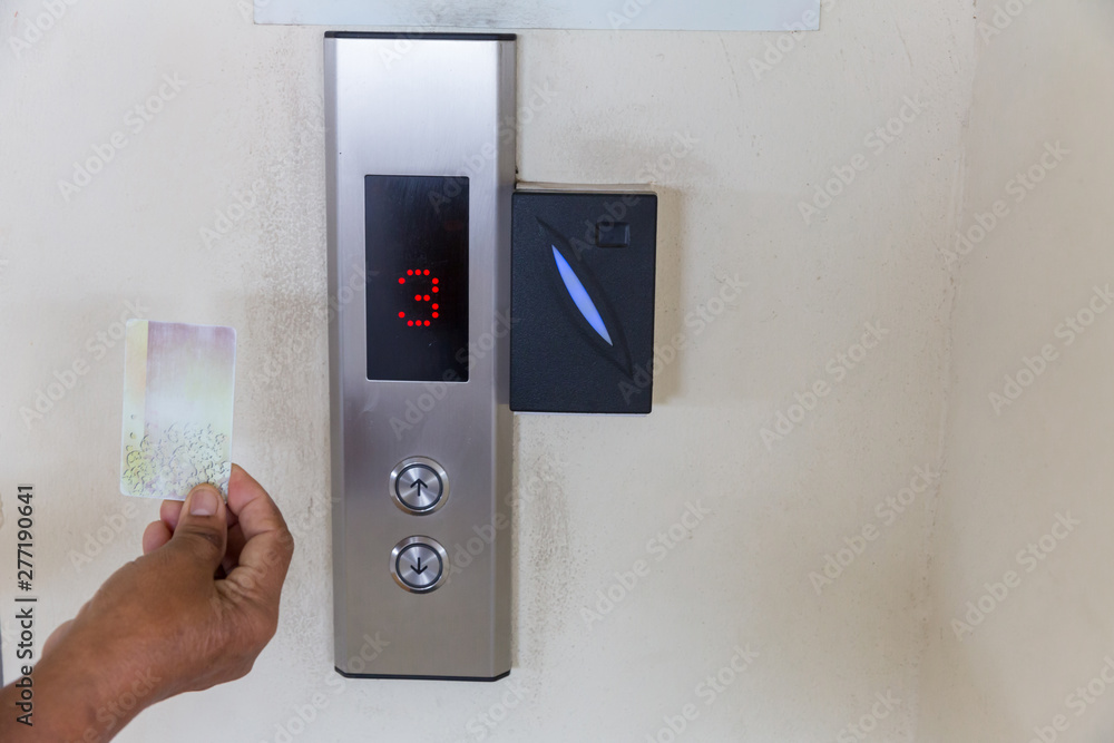 securing lift or elevator access control. elevator access control, Hand