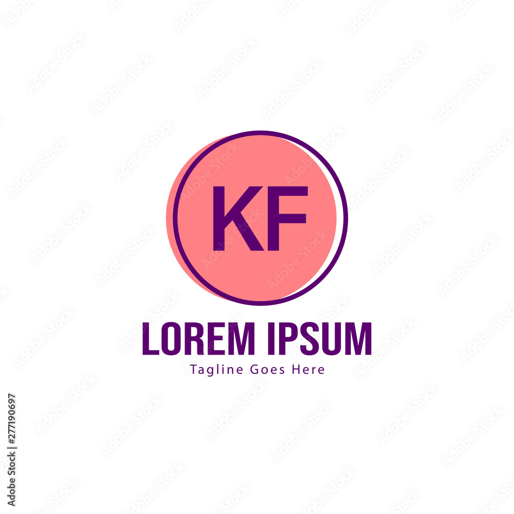 Initial KF logo template with modern frame. Minimalist KF letter logo vector illustration Initial KF logo template with modern frame. Minimalist KF letter logo vector illustration