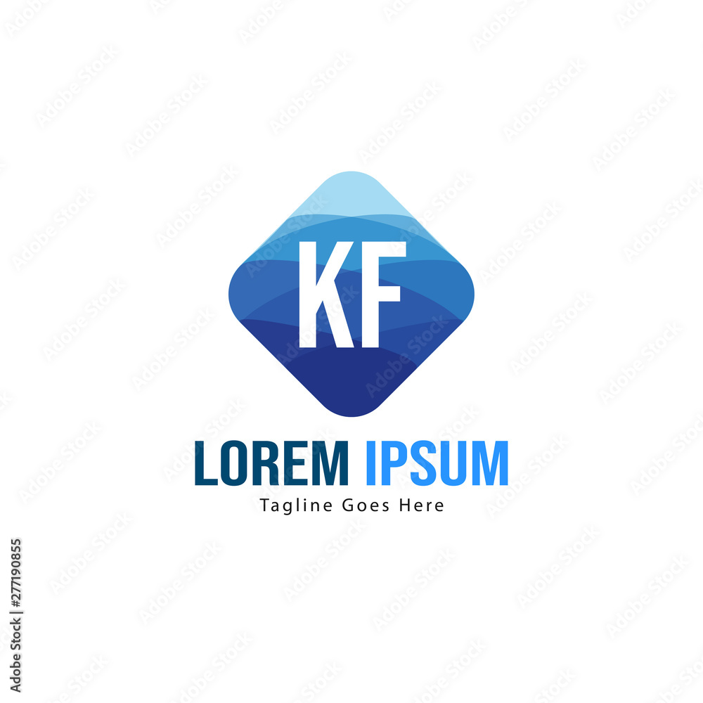 Fototapeta premium Initial KF logo template with modern frame. Minimalist KF letter logo vector illustration