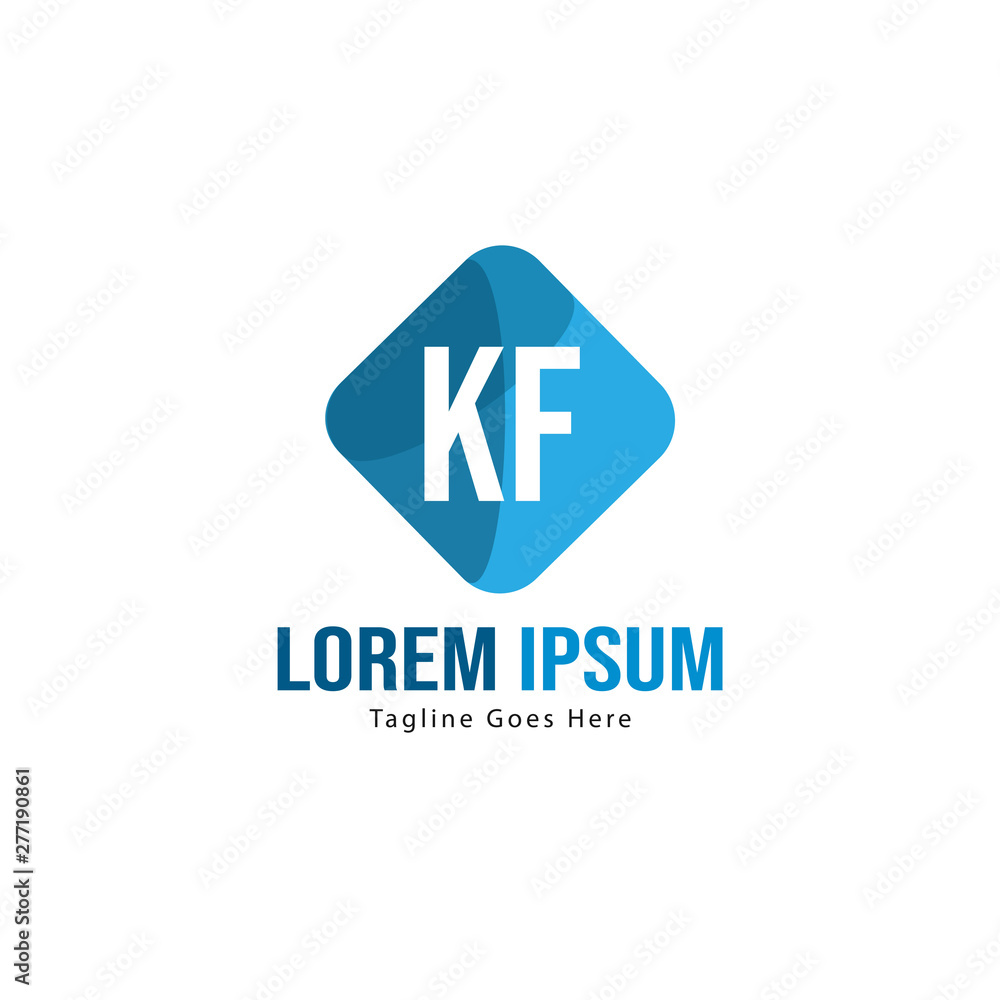 Initial KF logo template with modern frame. Minimalist KF letter logo vector illustration