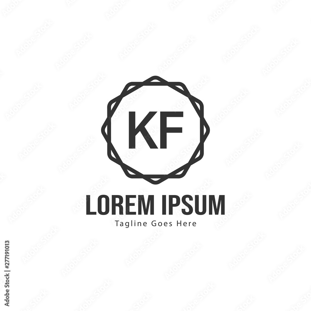 Fototapeta premium Initial KF logo template with modern frame. Minimalist KF letter logo vector illustration