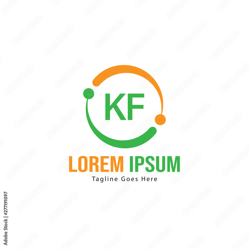Initial KF logo template with modern frame. Minimalist KF letter logo vector illustration Initial KF logo template with modern frame. Minimalist KF letter logo vector illustration
