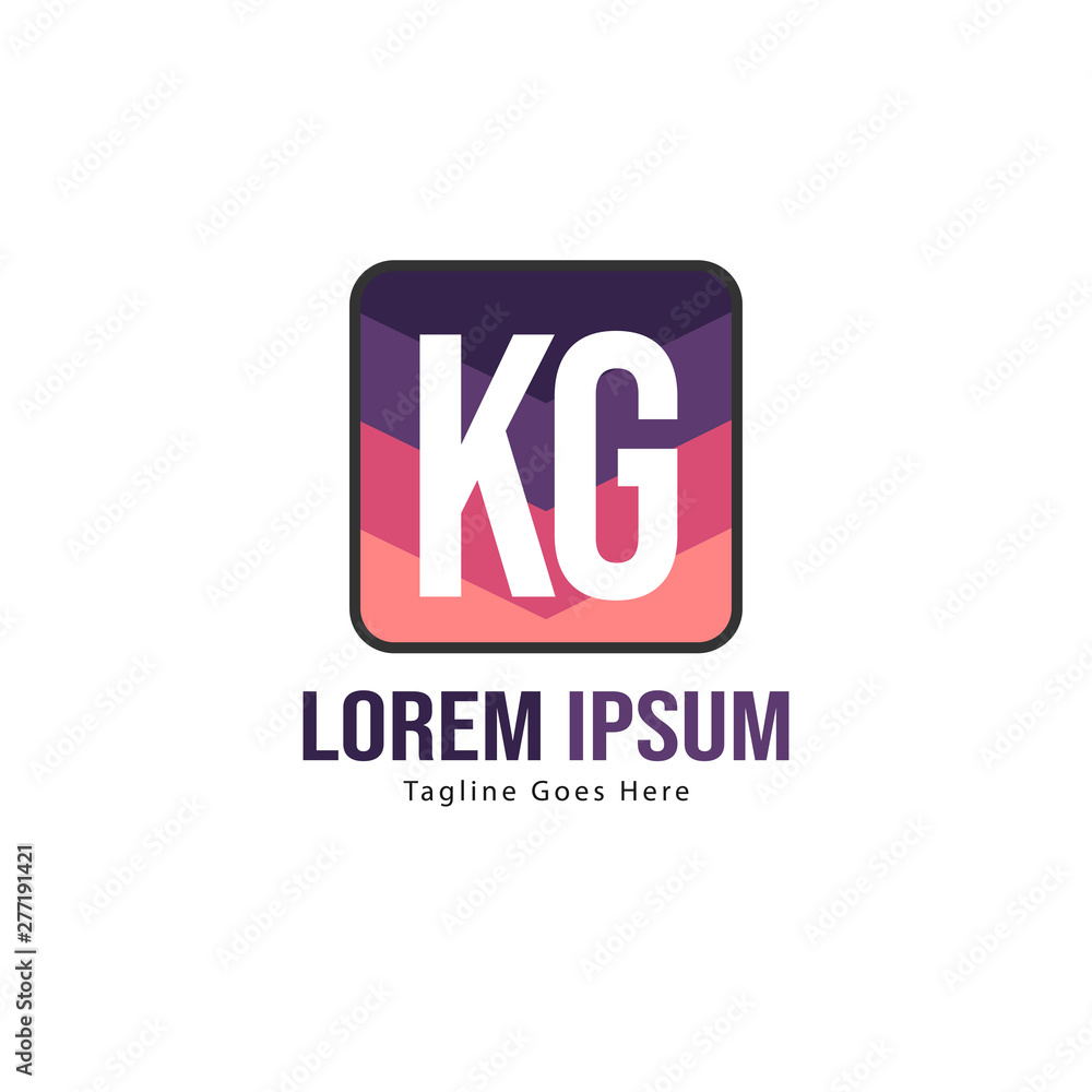 Obraz premium Initial KG logo template with modern frame. Minimalist KG letter logo vector illustration