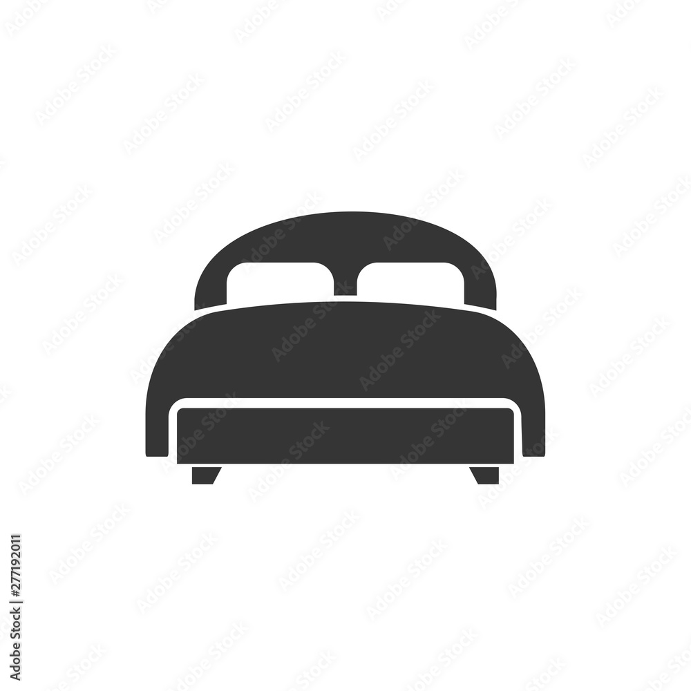 Bed icon template black color editable. Double bed symbol vector sign isolated on white background. Simple logo vector illustration for graphic and web design. Bed icon template black color editable. Double bed symbol vector sign isolated on white background. Simple logo vector illustration for graphic and web design.