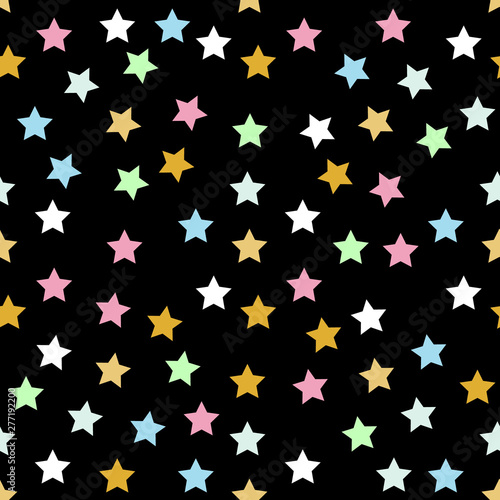 stars seamless pattern full color on black background vector eps10 editable