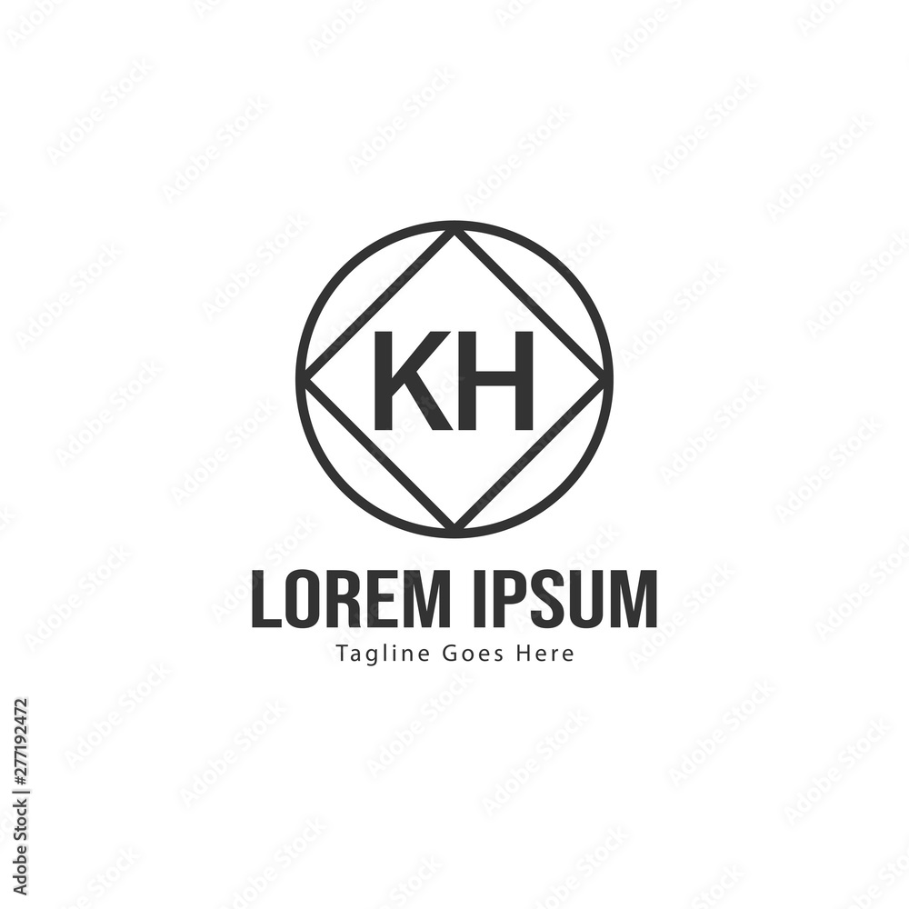 Initial KH logo template with modern frame. Minimalist KH letter logo vector illustration Initial KH logo template with modern frame. Minimalist KH letter logo vector illustration